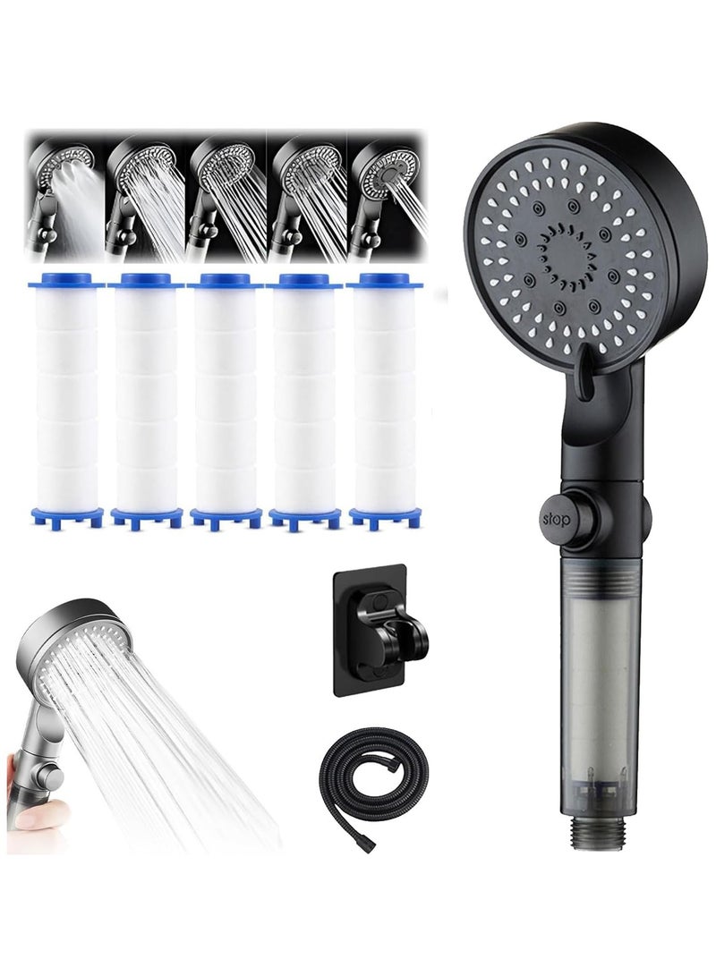 عام **رأس دوش عالي الضغط مع وحدة يدوية وفلتر، 5 أوضاع للرش، 5 فلاتر استبدال، تدفق نفاث عالي الضغط للماء العسر، مفتاح تشغيل/إيقاف وفتحة دوش للحيوانات الأليفة، موفر للماء، سهل التركيب.** - Image 1